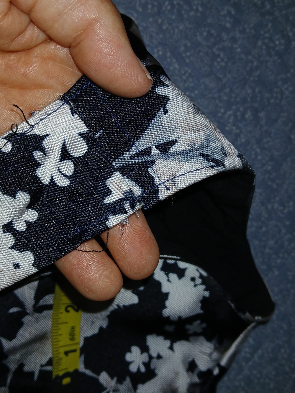 Black Floral Satin Dress with Cream Blossoms - Picture 6 of 9